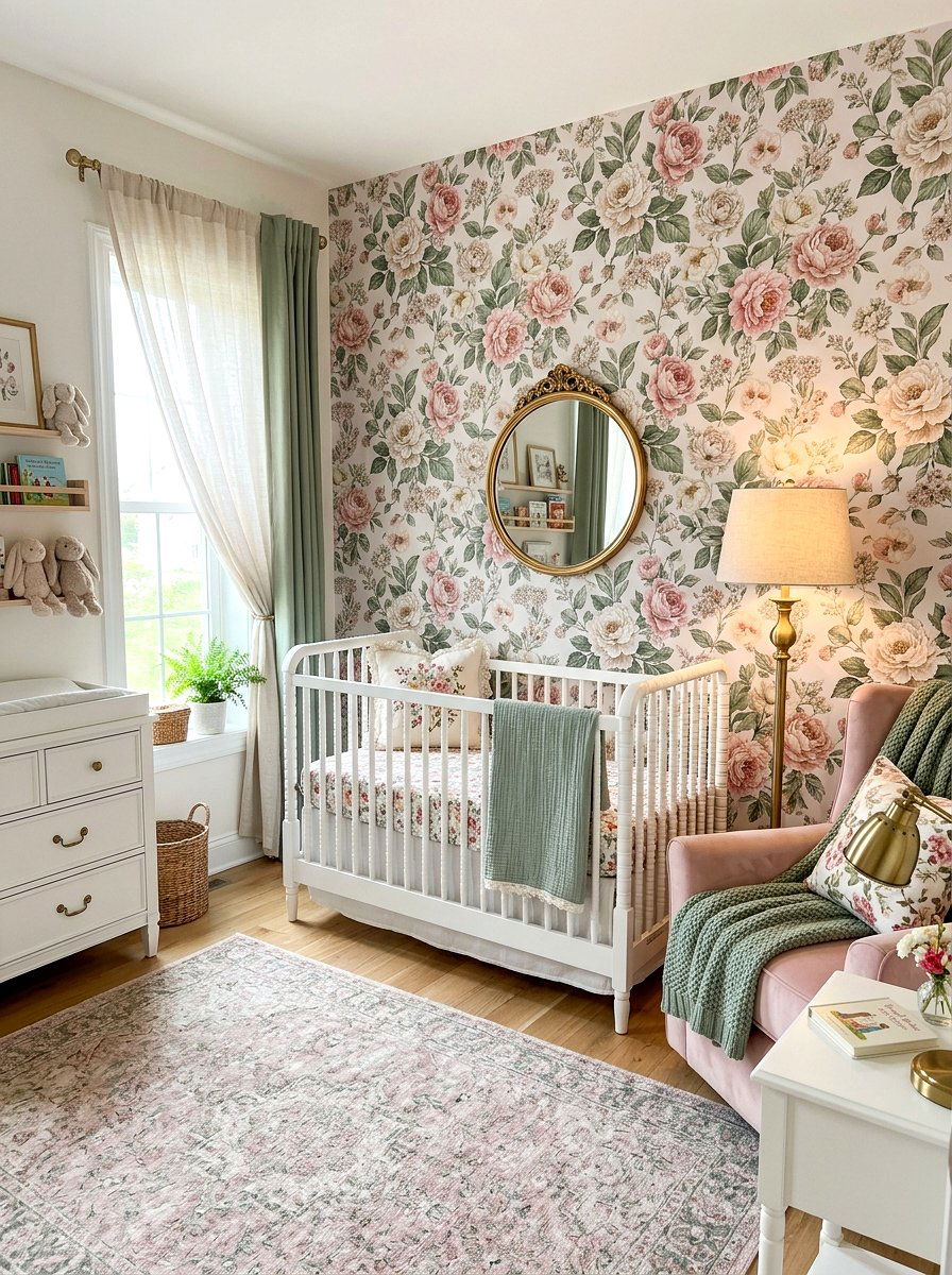 Floral Peel And Stick Wallpaper - 30 nursery wall decor ideas