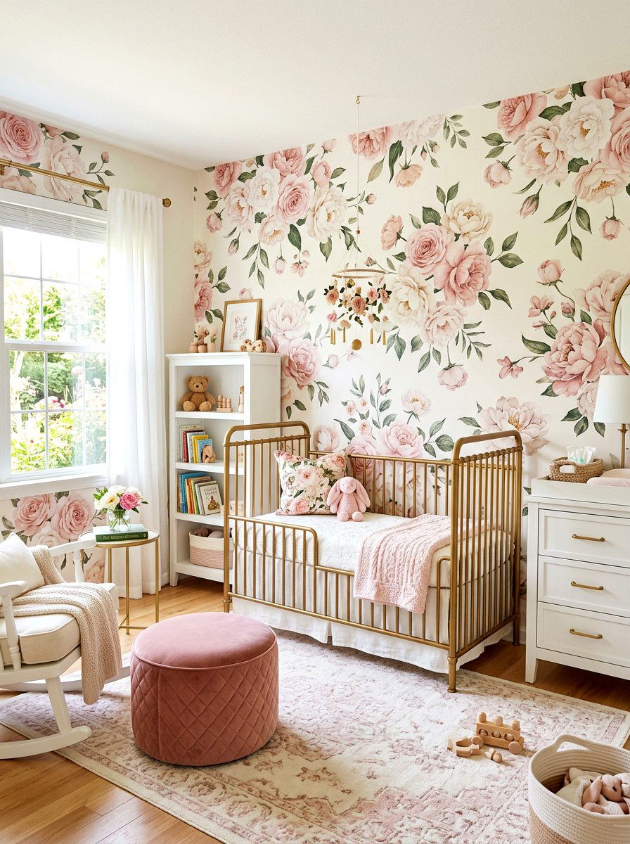 Floral Peel And Stick Wallpaper - 30 nursery accent wall ideas