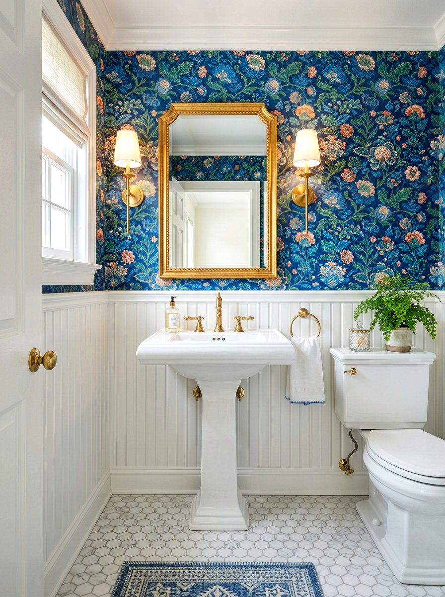 Floral Powder Room - 30 powder room ideas
