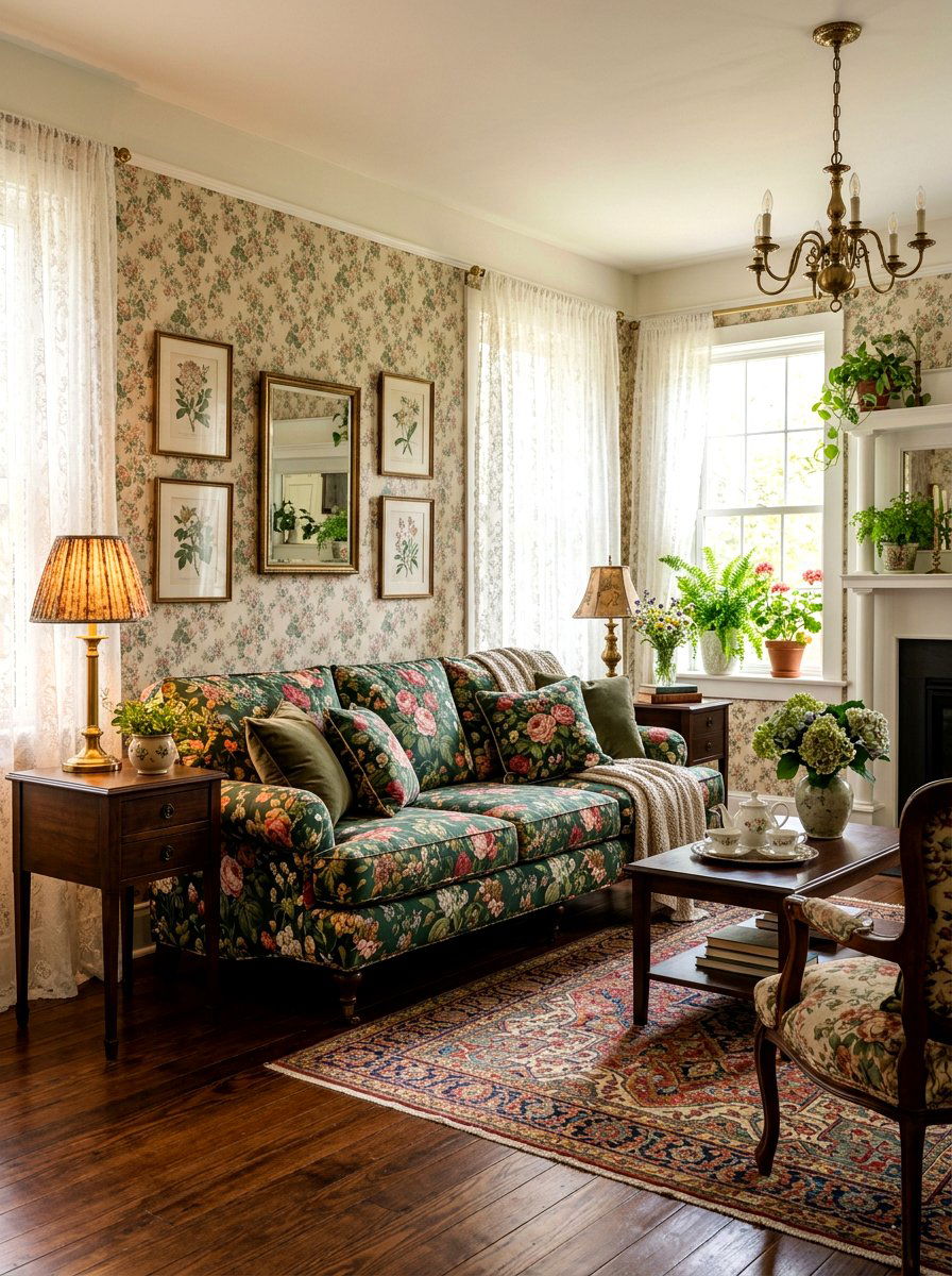 Floral Print Living Room - 30 grandma core living room ideas