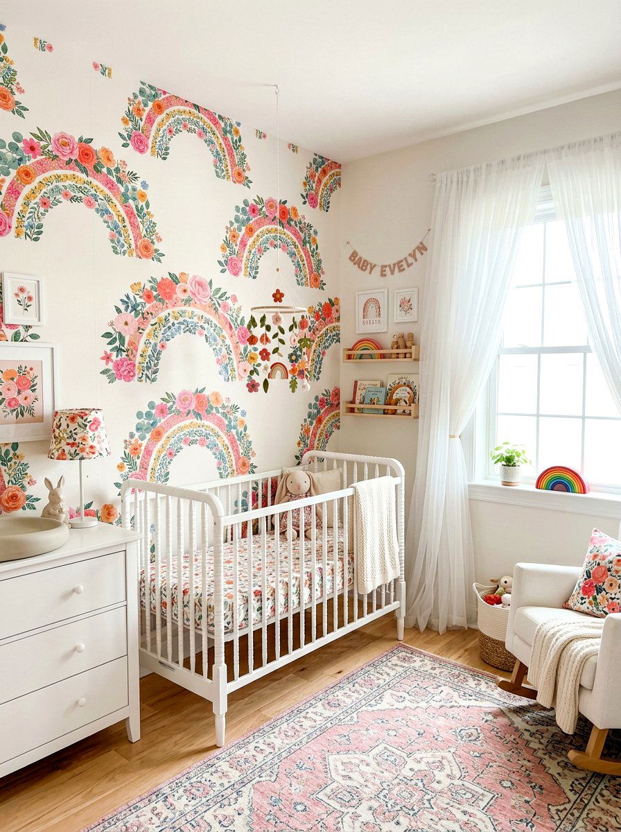 Floral Rainbow Nursery - 30 rainbow nursery ideas