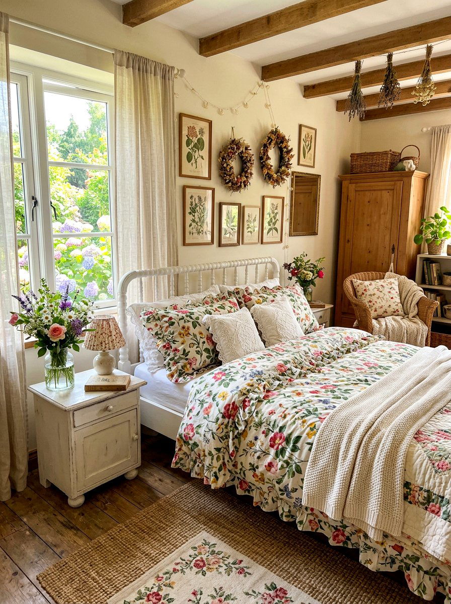 Floral Ruffled Duvet - 30 ruffled bedding bedroom ideas