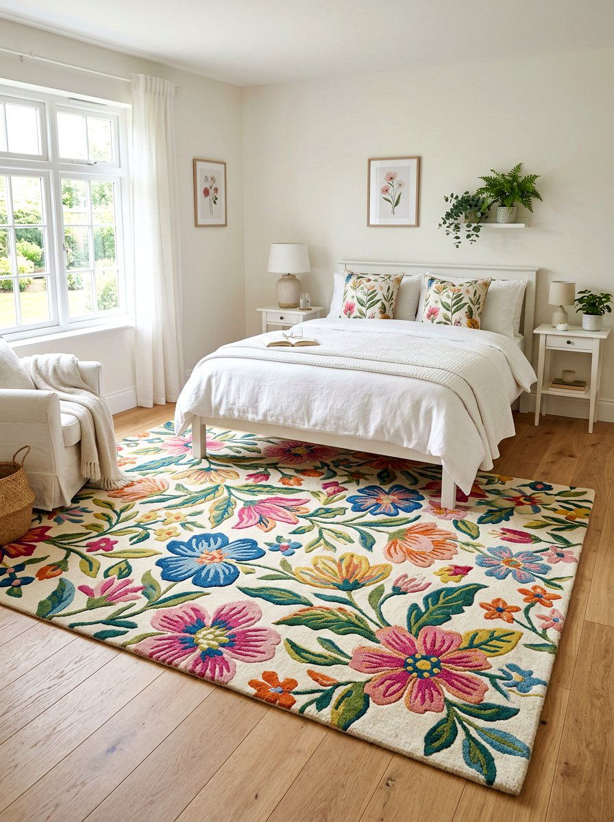 Floral Rug For Bedroom - 30 bloomcore bedroom ideas
