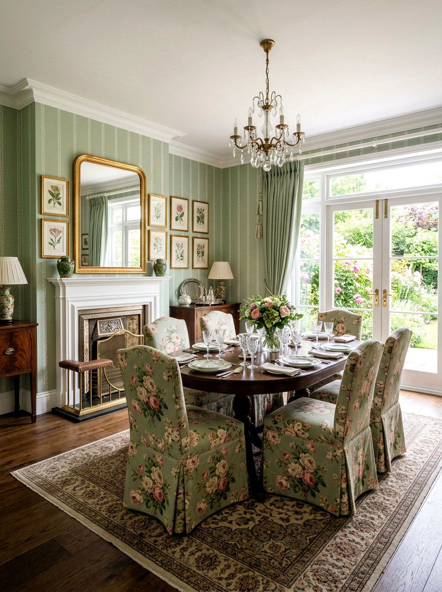 Floral Skirted Dining Chair - 30 skirted dining chair ideas