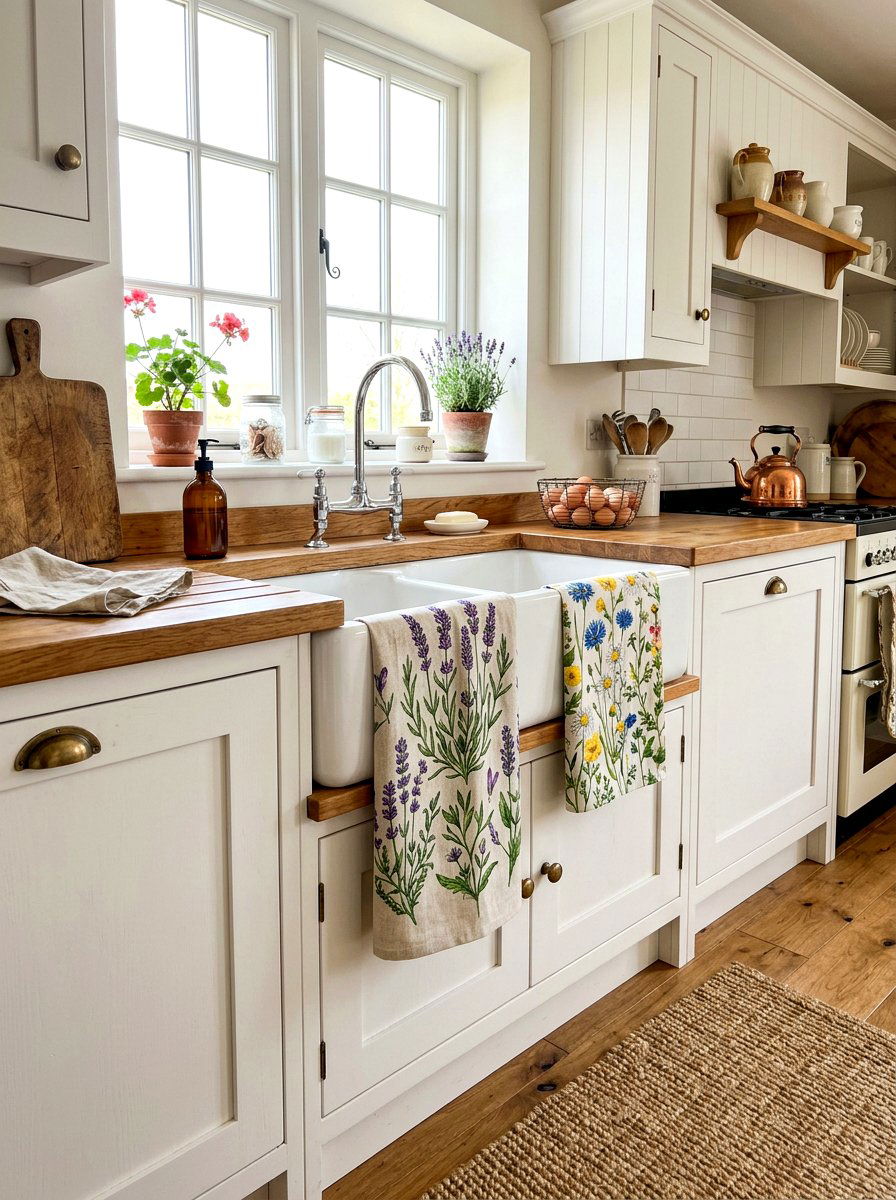 Floral Tea Towel - 30 spring kitchen decor ideas
