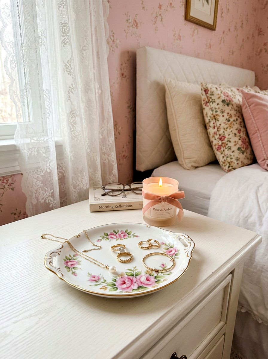 Floral Trinket Tray - 30 coquette room decor ideas