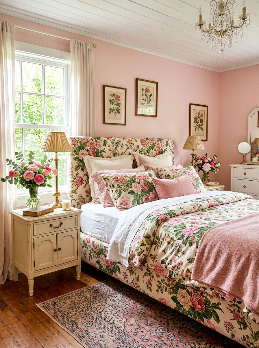 Floral Upholstered Bed - 30 upholstered bed ideas