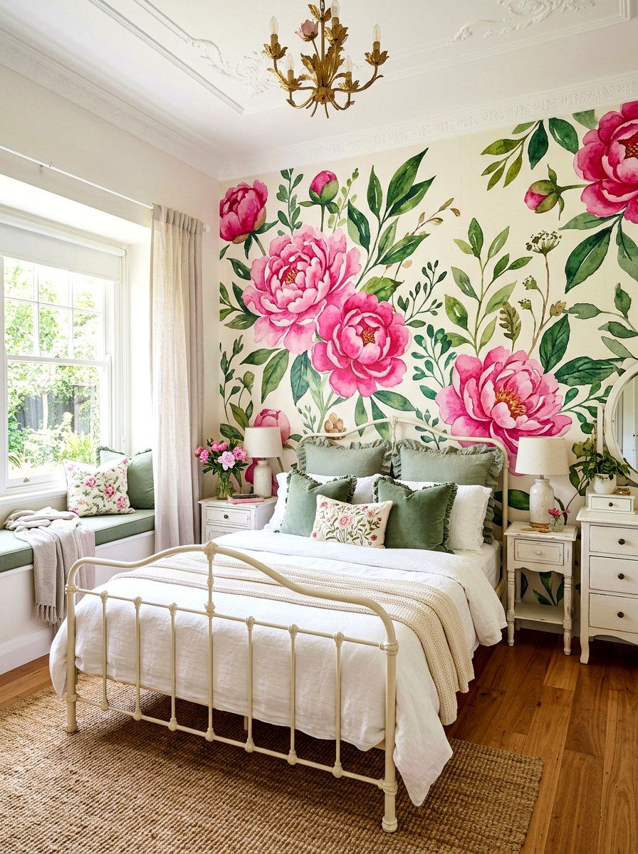 Floral Wall Mural - 30 princess bedroom ideas