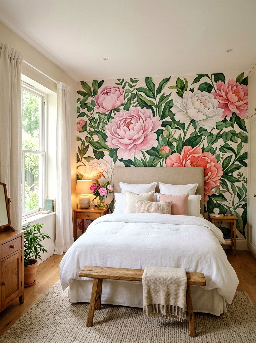 Floral Wall Mural - 30 small room mural ideas