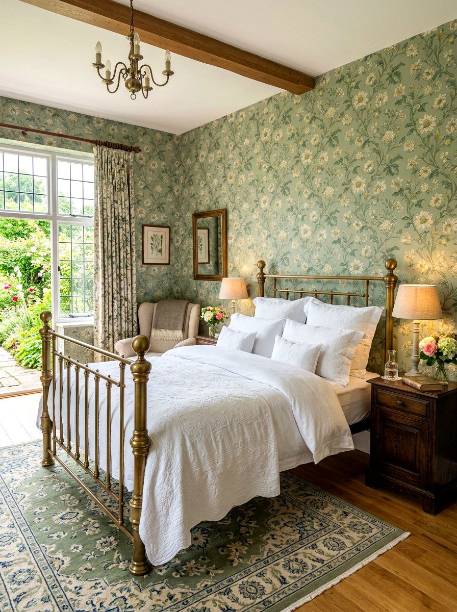 Floral Wallpaper - 30 English country bedroom decor ideas