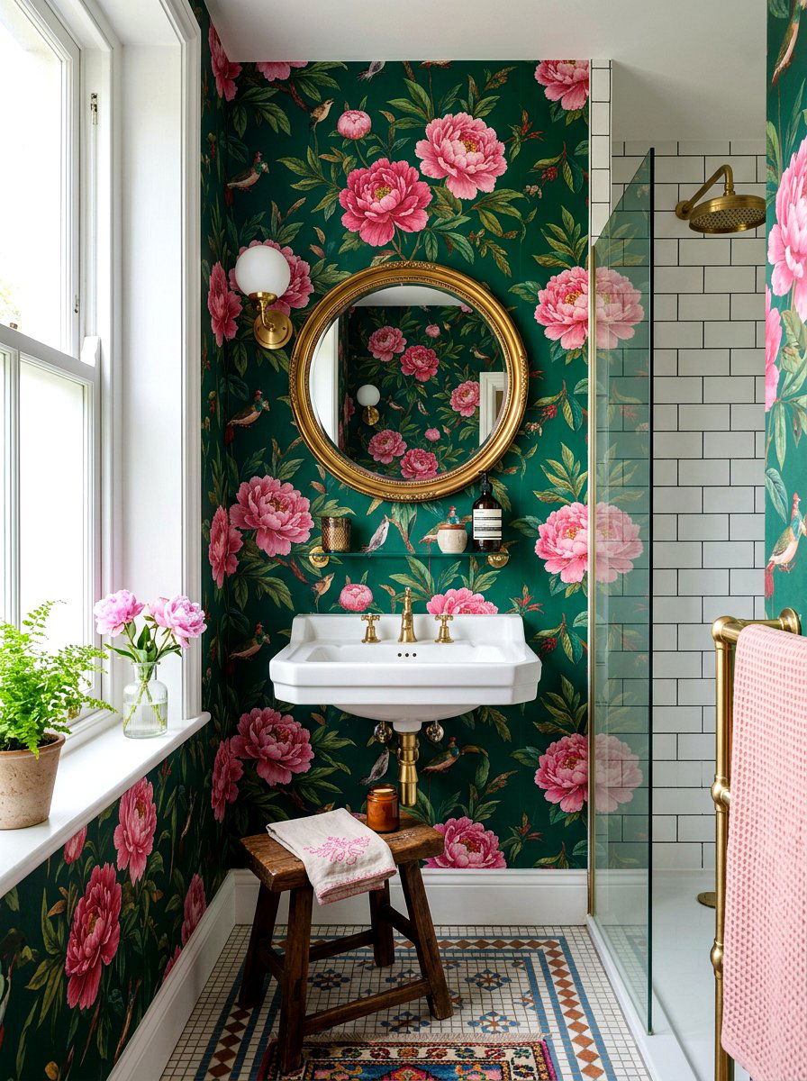Floral Wallpaper Bathroom - 30 maximalist bathroom ideas
