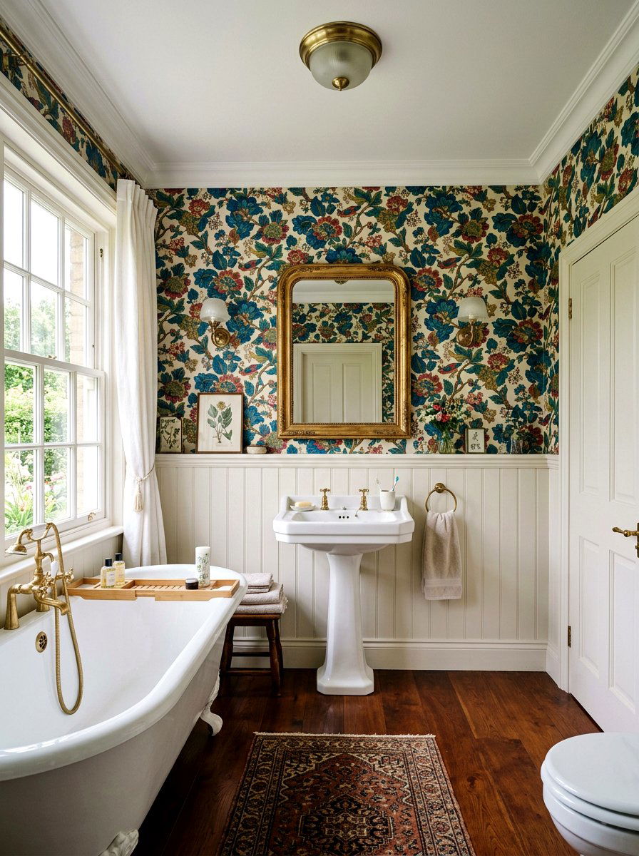 Floral Wallpaper Bathroom - 30 traditional bathroom ideas