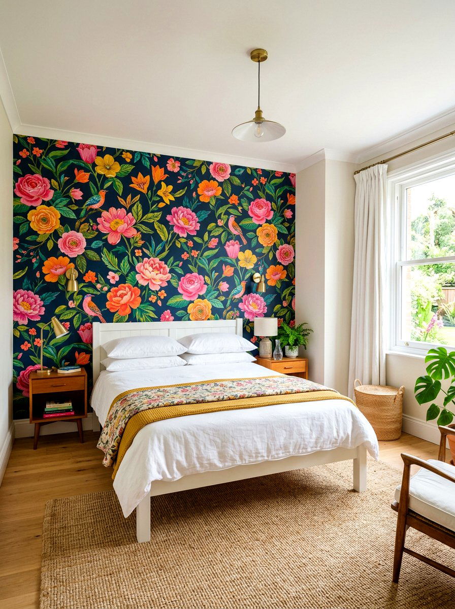 Floral Wallpaper Bedroom - 30 cute bedroom decor ideas