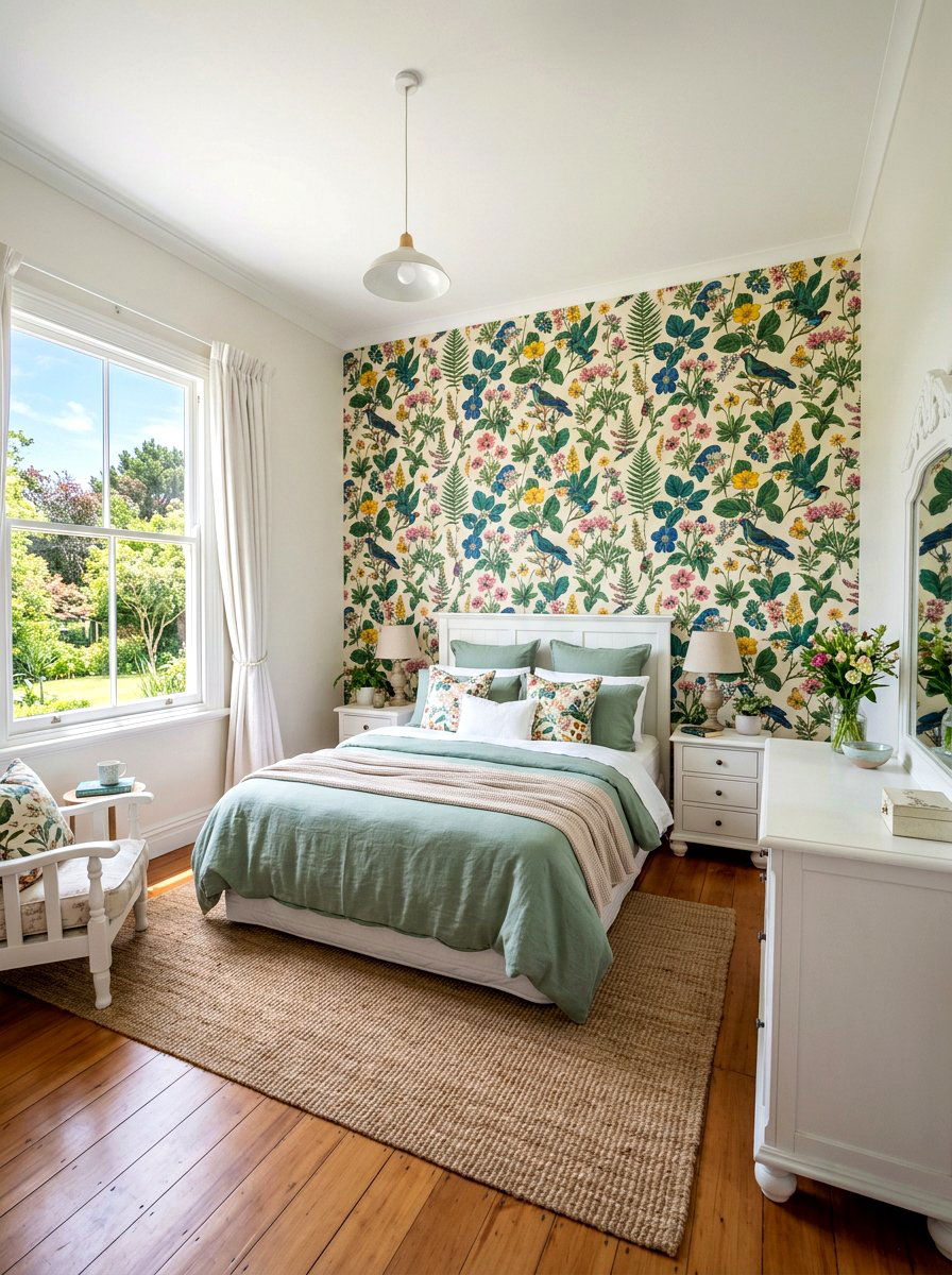 Floral Wallpaper Bedroom - 30 cottage romantic bedroom ideas