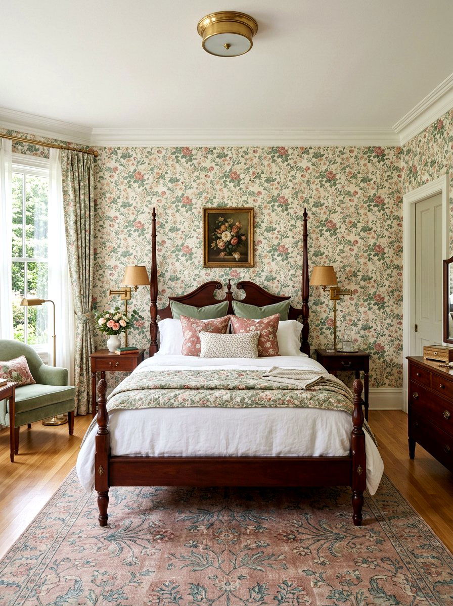 Floral Wallpaper Bedroom - 30 grandmillennial bedroom ideas