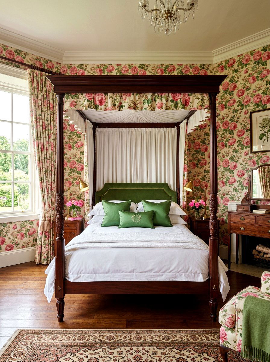Floral Wallpaper Bedroom - 30 grandmillennial decor ideas