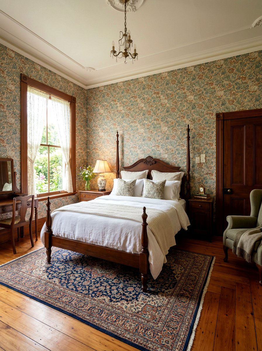 Floral Wallpaper Bedroom - 30 heritage home decor ideas