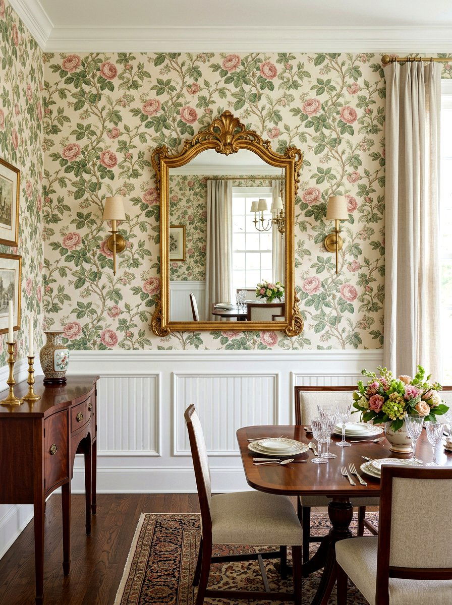 Floral Wallpaper Design - 30 collected traditional dining room ideas