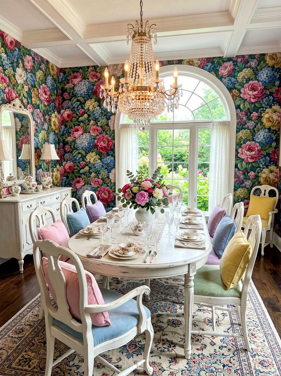 Floral Wallpaper Dining Room - 30 viral dining room ideas