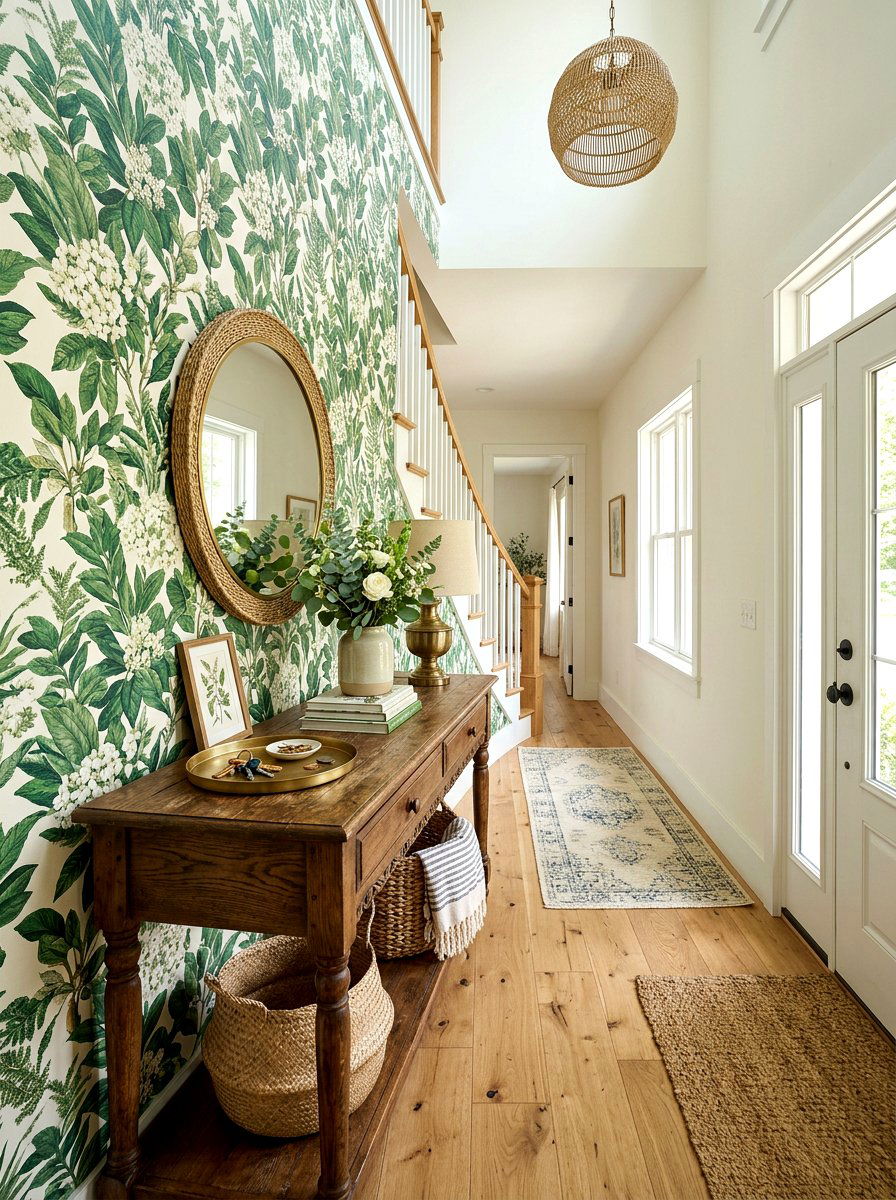 Floral Wallpaper Foyer - 30 foyer accent wall ideas