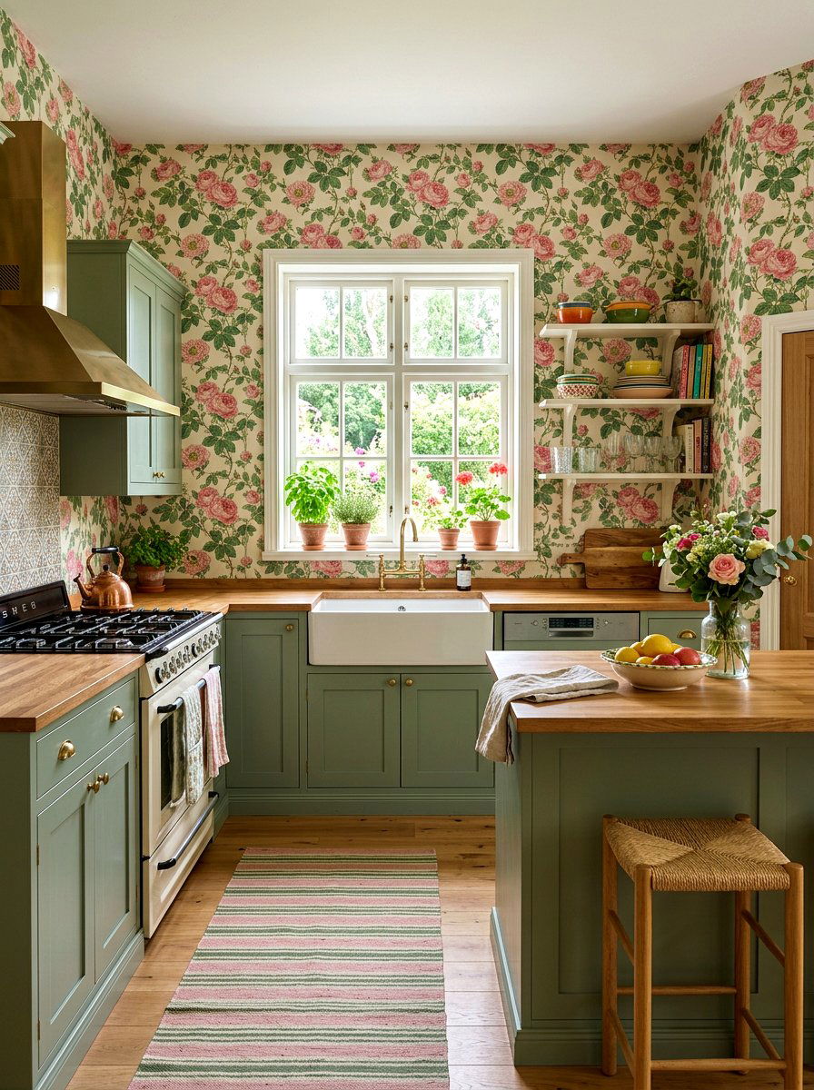 Floral Wallpaper Kitchen - 30 storybook kitchen ideas