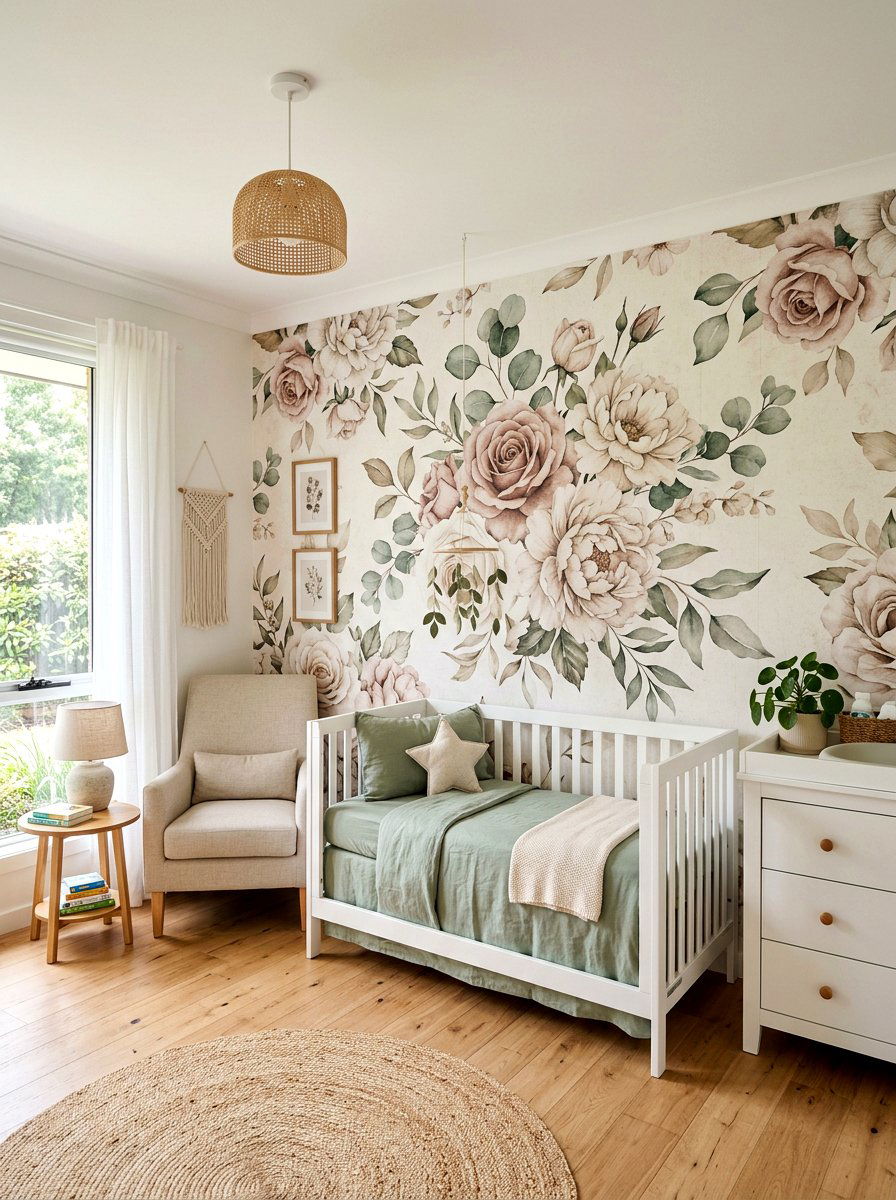 Floral Wallpaper Nursery - 30 vintage baby room ideas