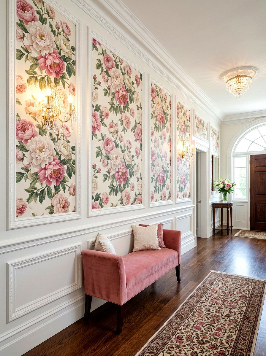 Floral Wallpaper Panels - 30 English country living room ideas
