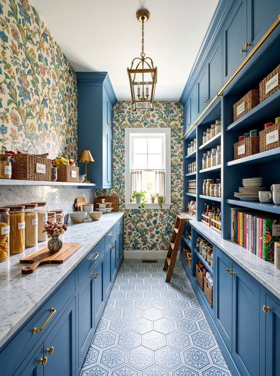 Floral Wallpaper Pantry - 30 traditional prep kitchen ideas