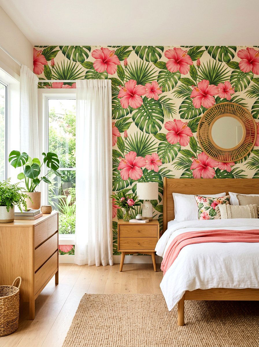 Floral Wallpaper Pattern - 30 dopamine bedroom ideas
