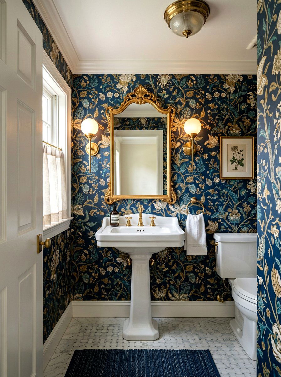 Floral Wallpaper Powder Room - 30 opulent powder room ideas