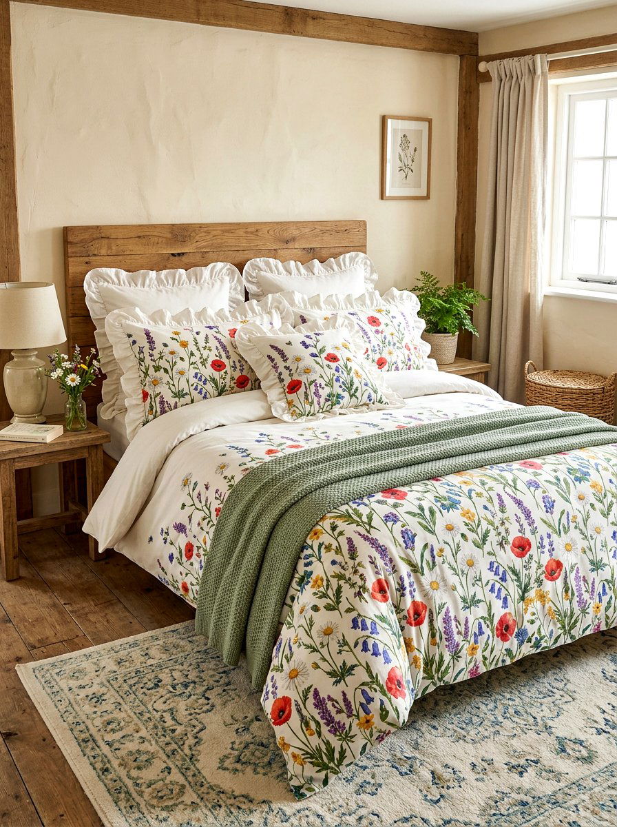 Floral bedding set - 30 fairycore bedroom ideas