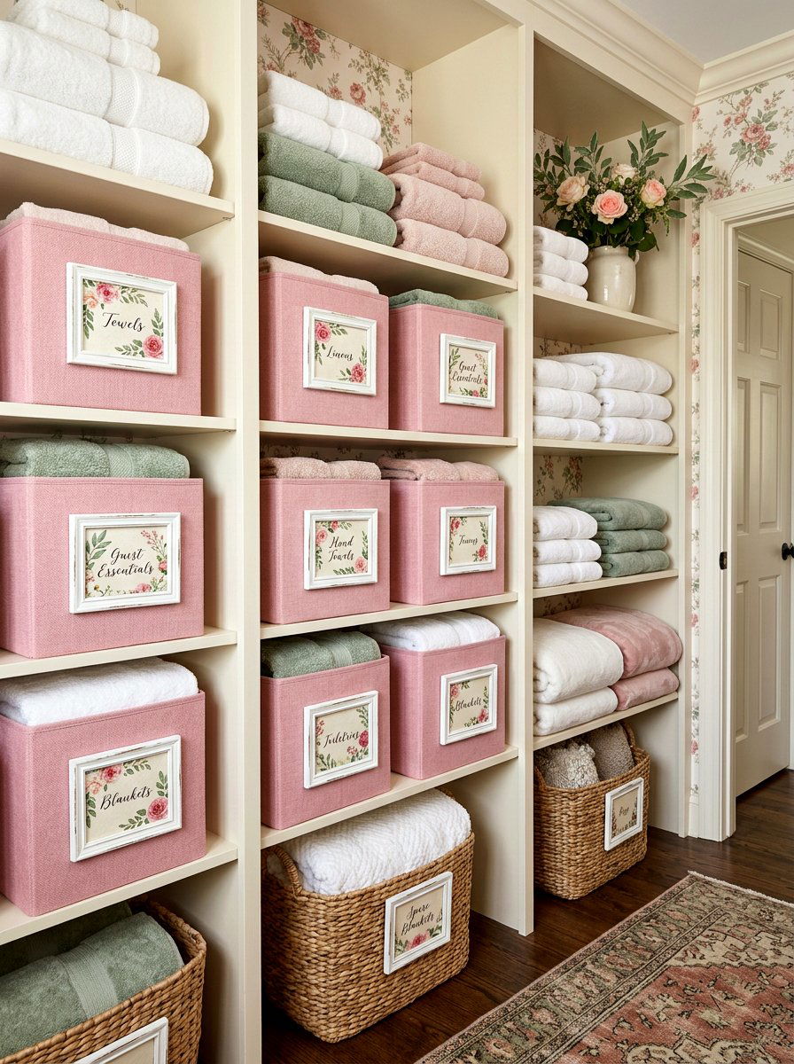 Floral cardstock closet basket labels - 30 closet basket labels ideas