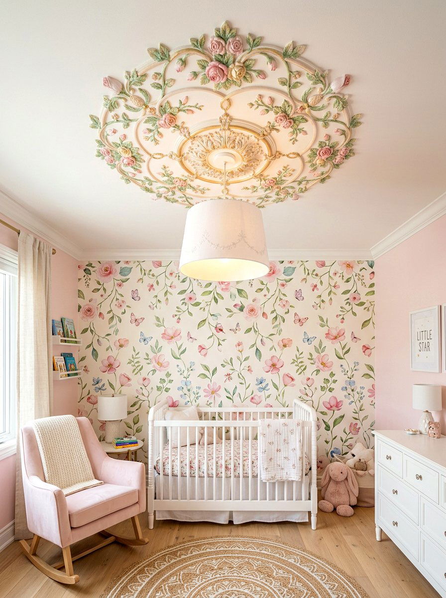 Floral ceiling medallion - 30 ceiling medallion ideas