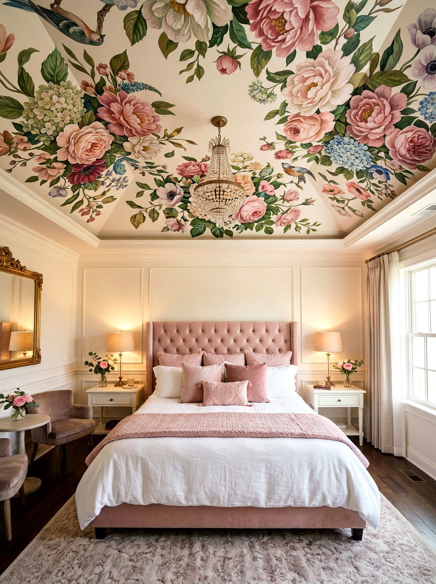 Floral ceiling mural - 30 ceiling mural ideas