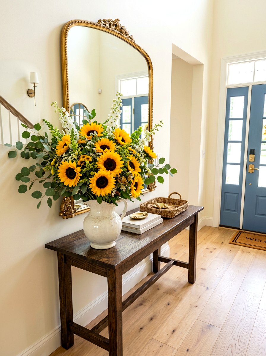 Floral entryway arrangement - 30 summer foyer decor ideas