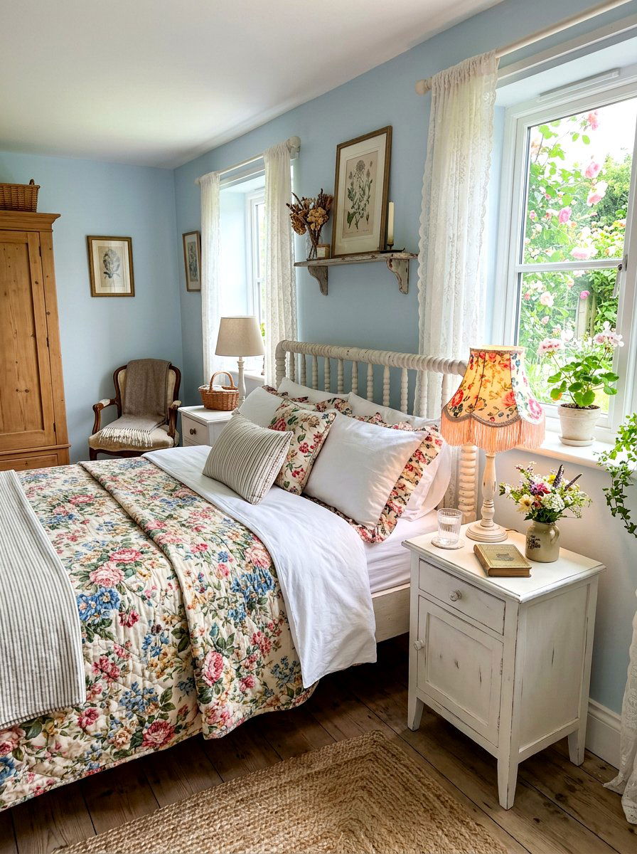 Floral fringe lamp shade - 30 fringed lamp shade ideas