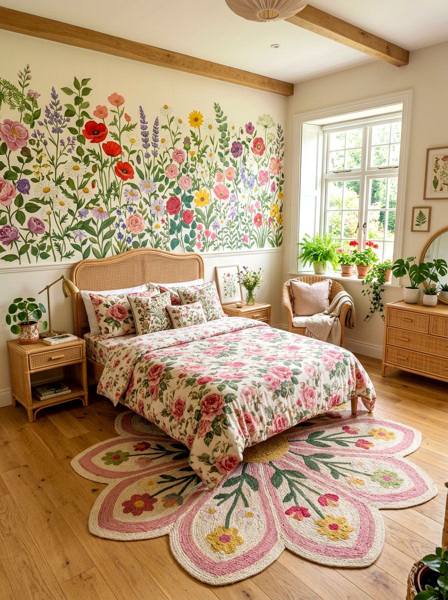 Floral garden bedroom - 30 fairytale bedroom aesthetic ideas