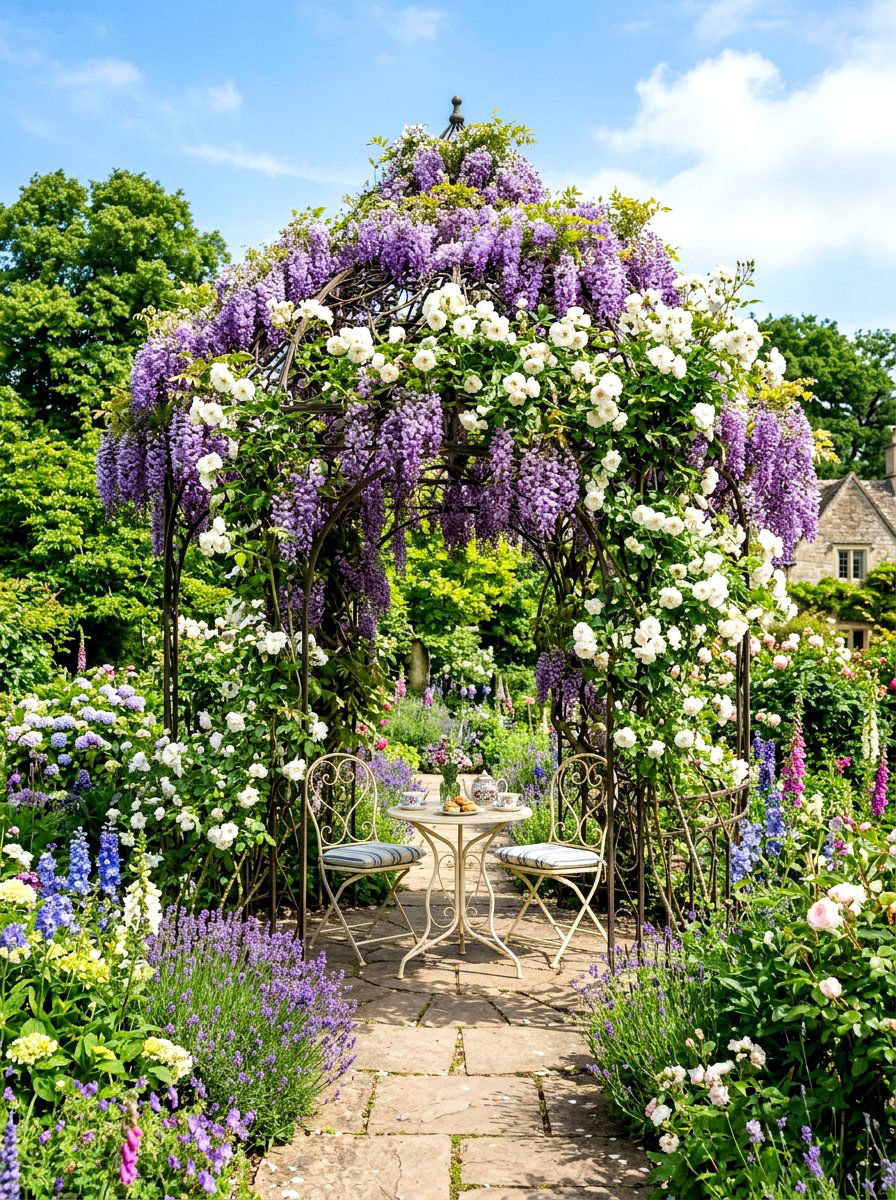 Floral garden gazebo - 30 garden party gazebo ideas