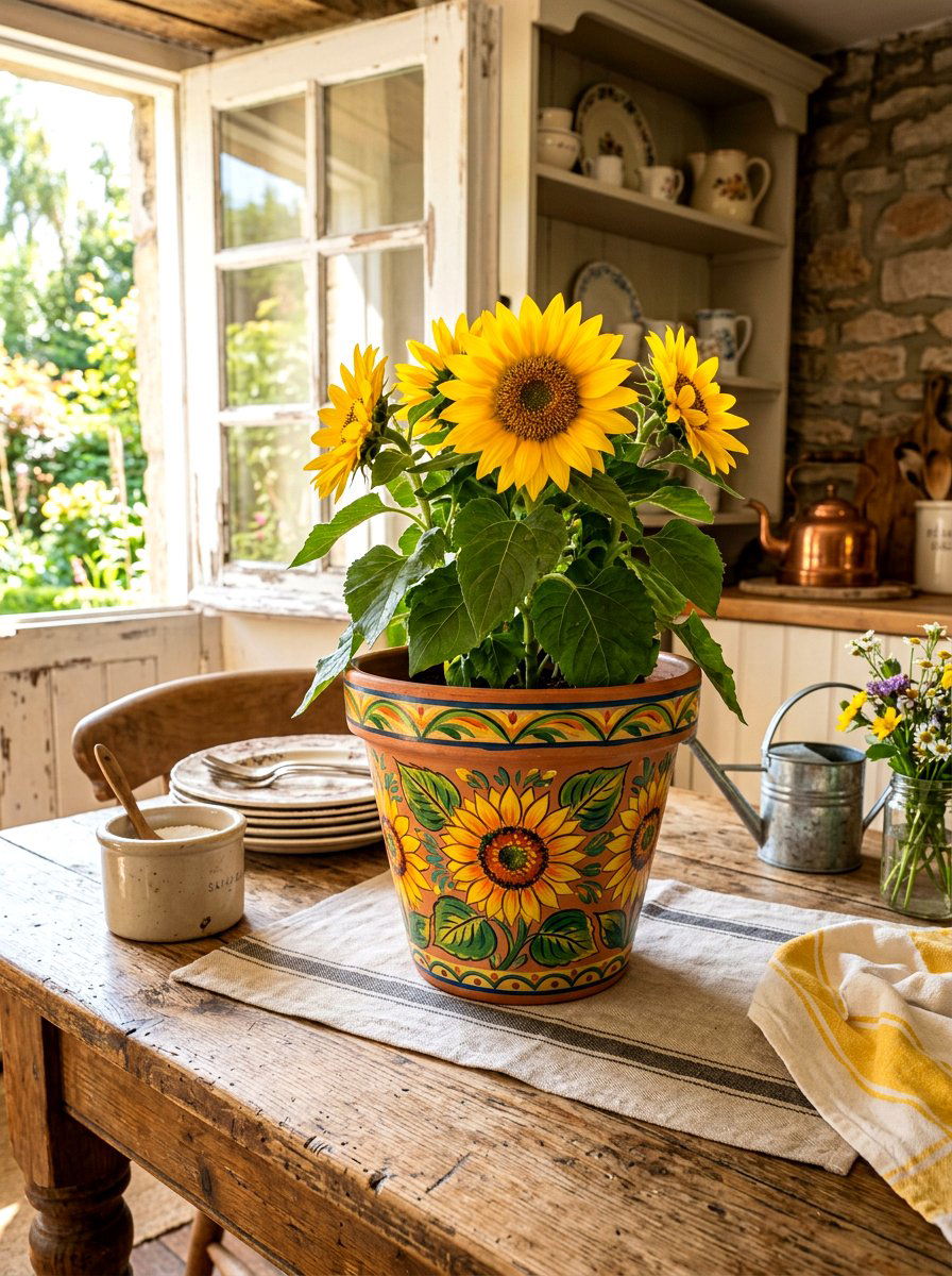 Floral hand painted pot - 30 painted flower pot ideas