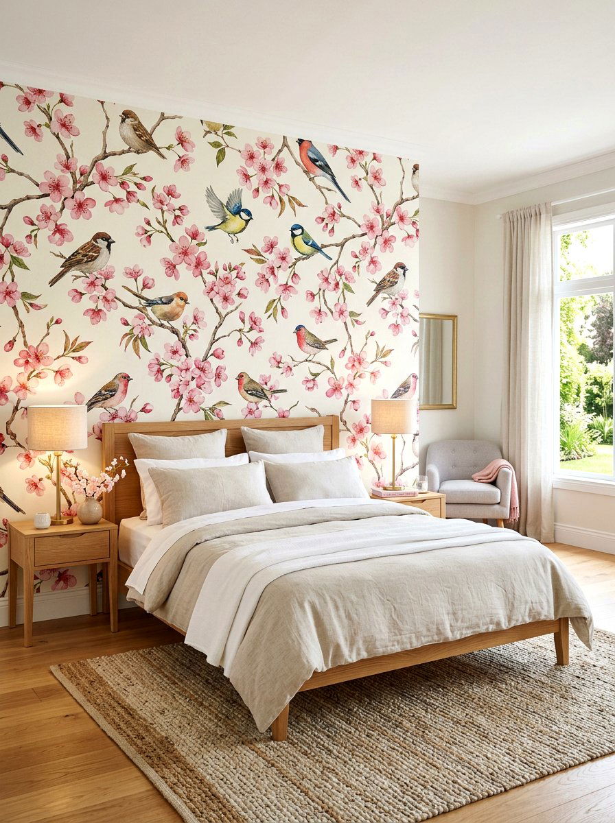 Floral mural wallpaper - 30 chinoiserie decor ideas