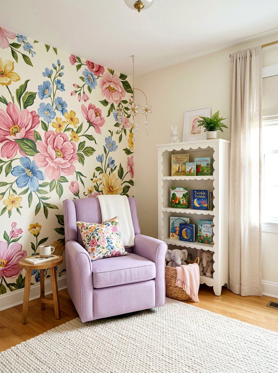 Floral nursery reading corner - 30 nursery reading corner ideas aesthetic