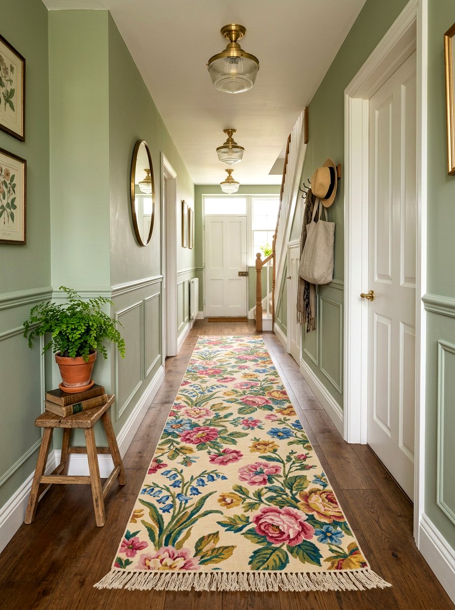 Floral pattern runner - 30 hallway runner ideas