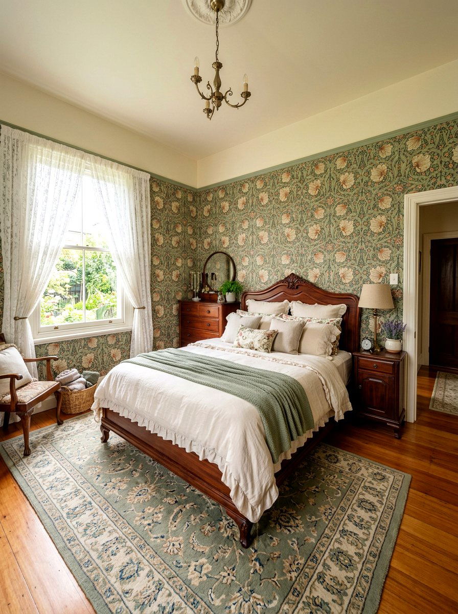 Floral wallpaper bedroom - 30 English country bedroom ideas