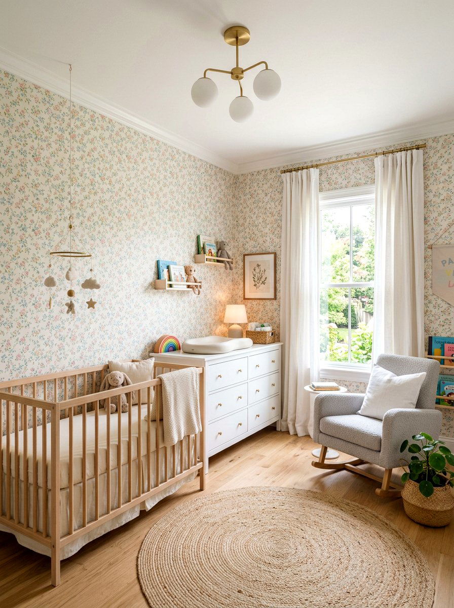 Floral wallpaper nursery - 30 soft traditional nursery ideas