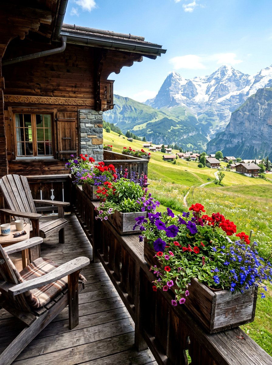 Flower Box Planter - 30 chalet porch ideas
