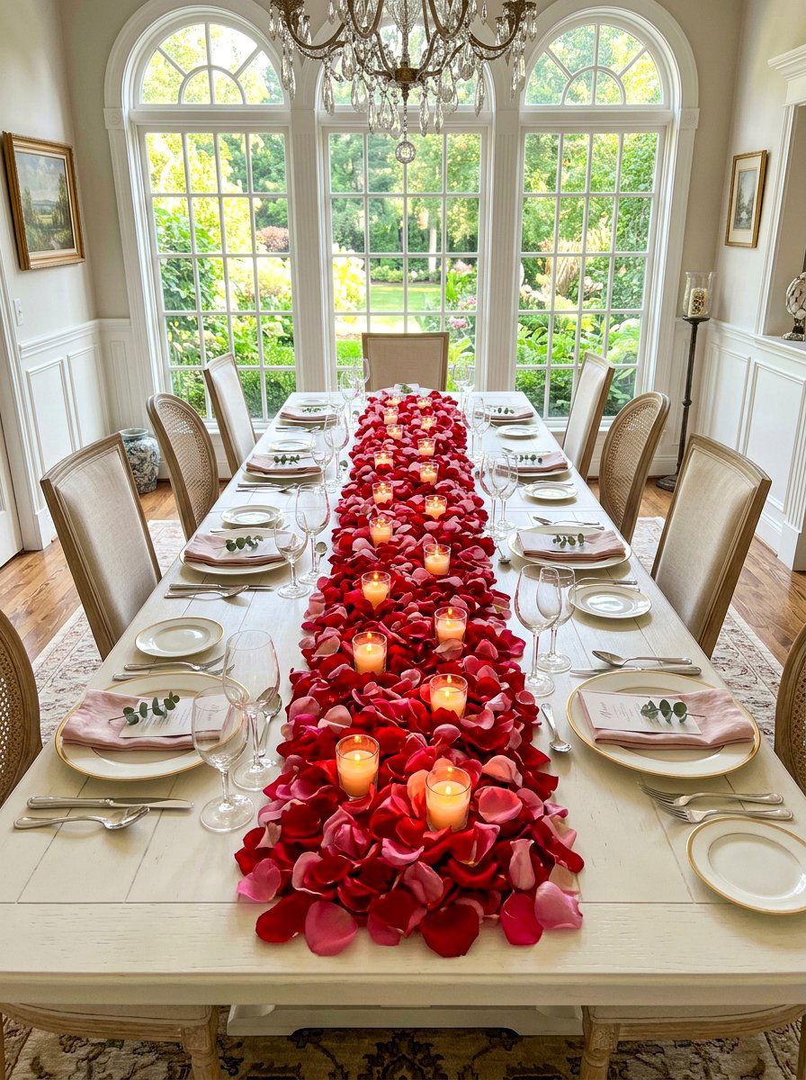 Flower Petal Table Runner - 30 Galentine table decor ideas
