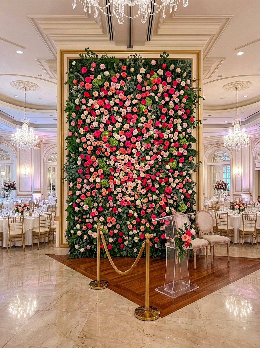 Flower Wall Background - 30 flower arranging party ideas