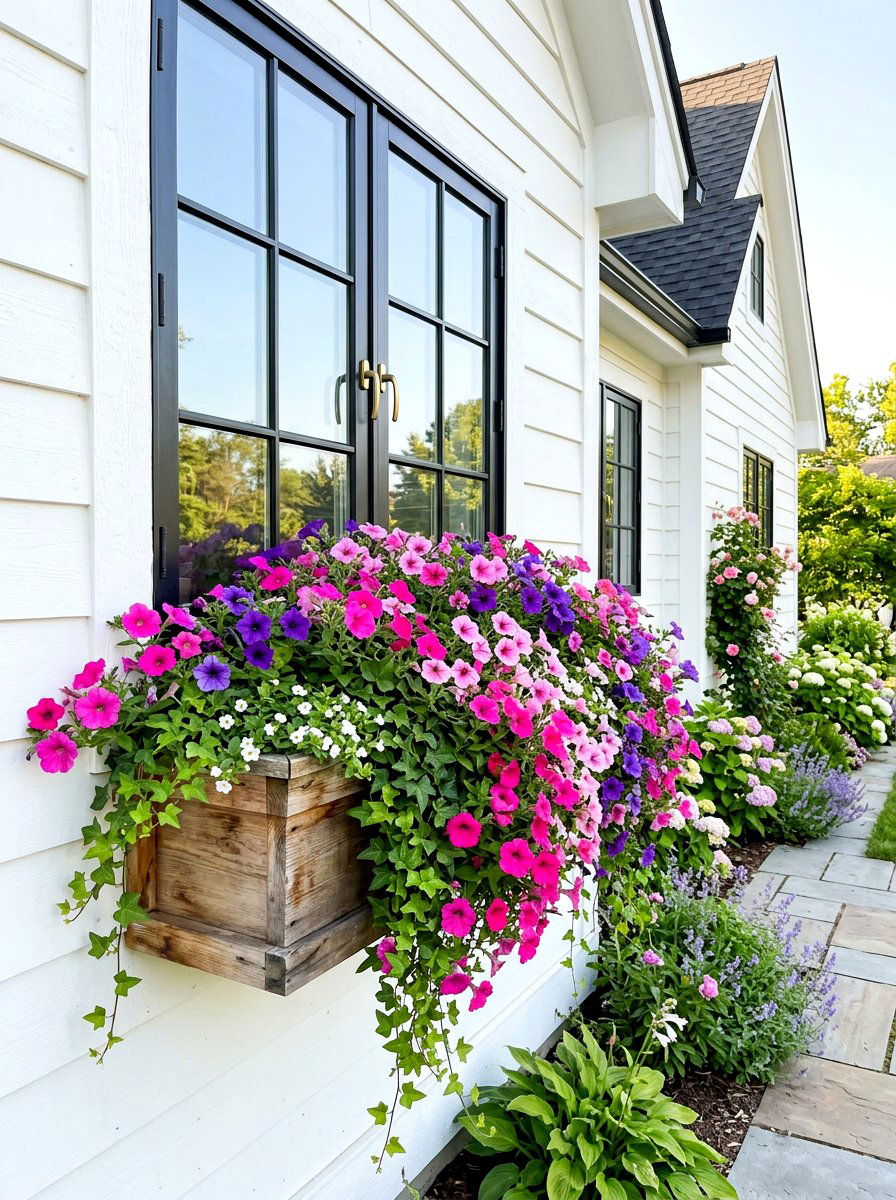 Flower Window Box - 30 farmhouse front yard ideas
