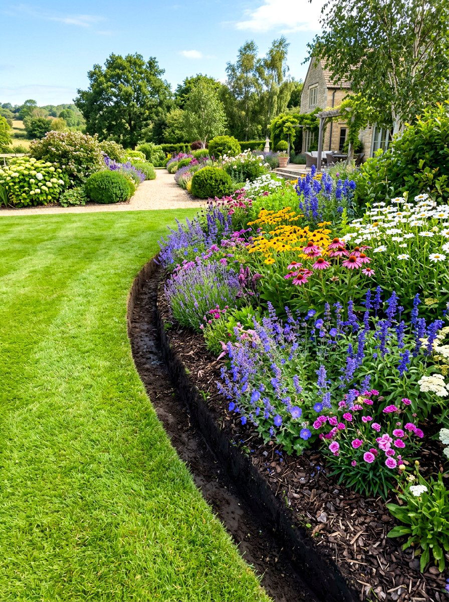 Flower bed lawn edging - 30 garden border ideas