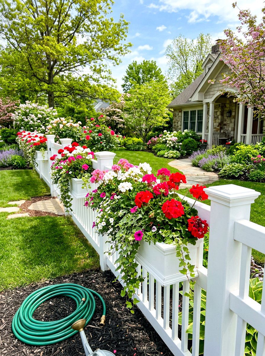 Flower box fence - 30 vinyl fence ideas